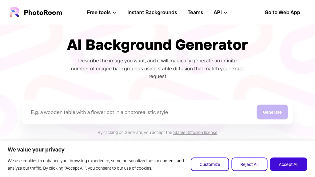 AI Background Generator by PhotoRoom AI Tool