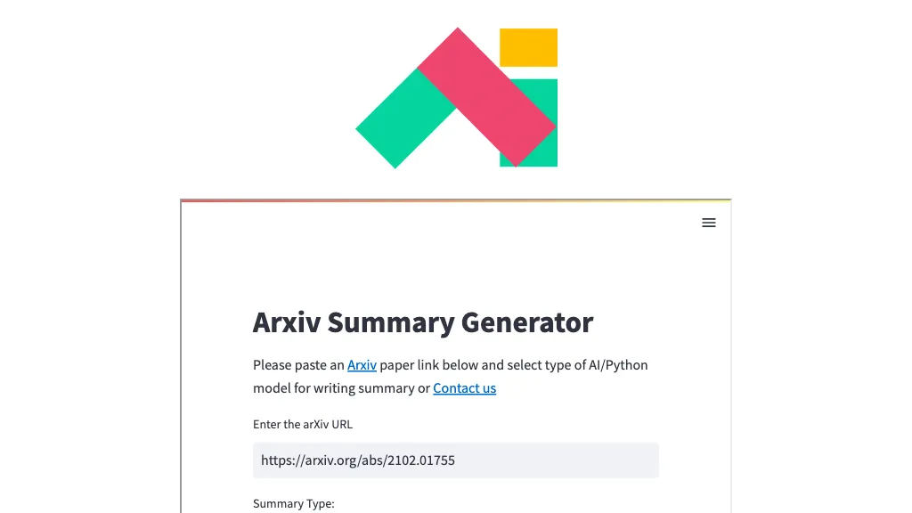 Arxiv Summary Generator AI Tool