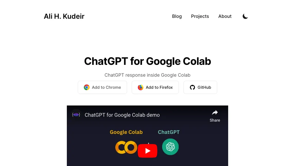ChatGPT for Google Colab AI Tool
