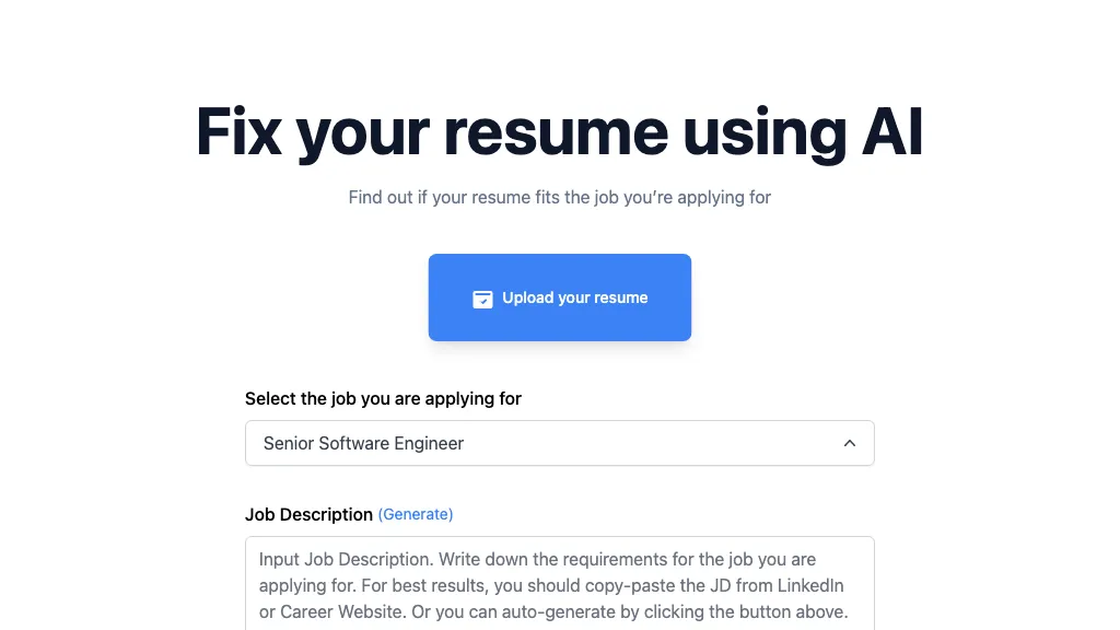 Fix My Resume AI Tool