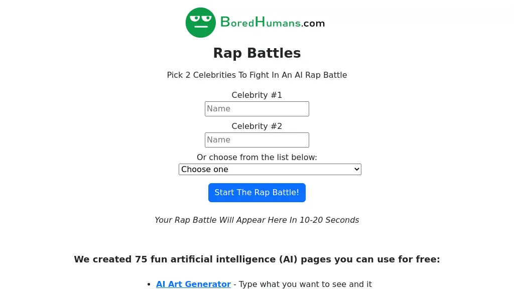 Rap Battles AI Tool