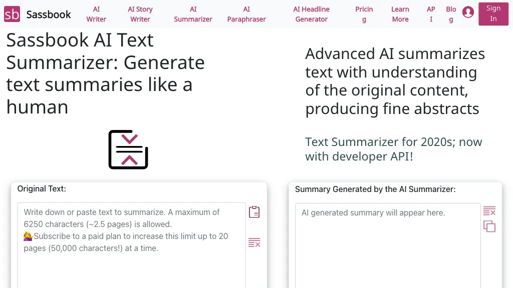 Sassbook AI Summarizer AI Tool