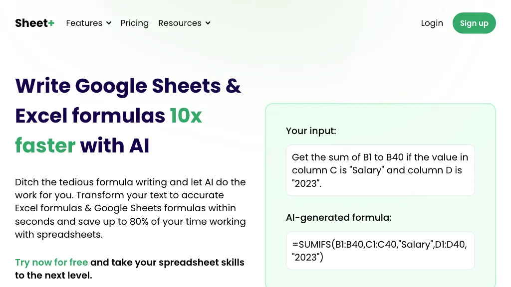 Sheet+ AI Tool