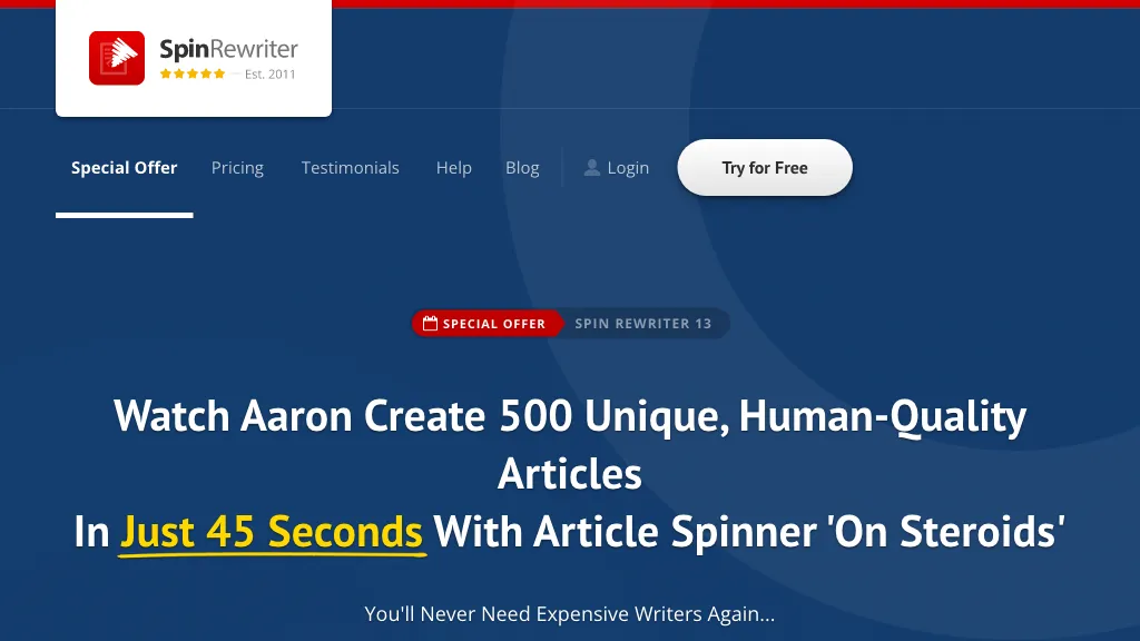 Spin Rewriter AI Tool