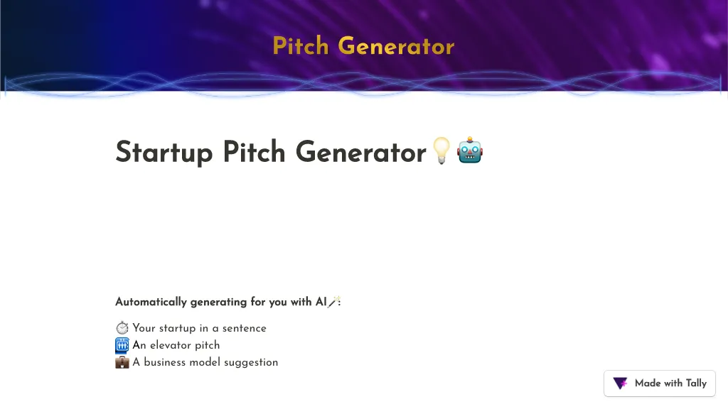 Startup Pitch Generator AI Tool
