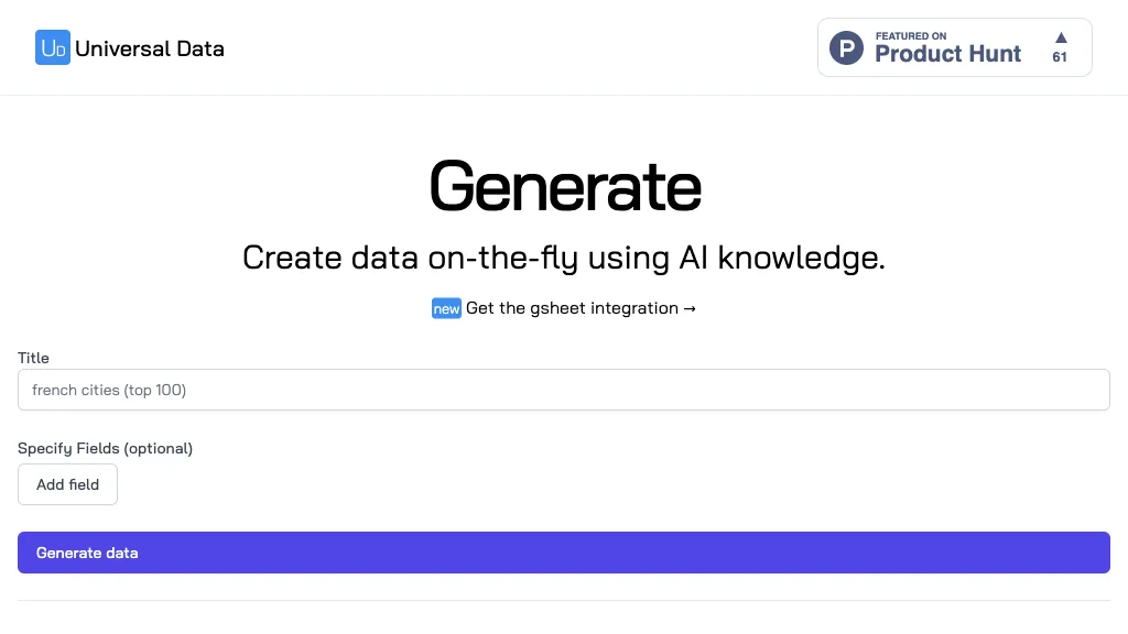 Universal Data Generator AI Tool